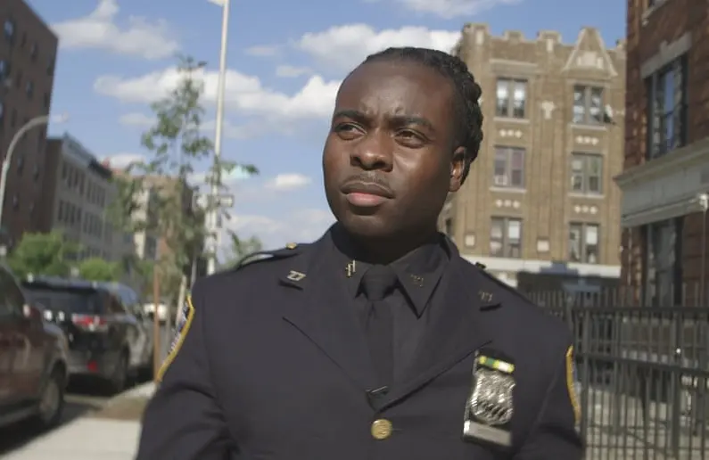 Officer Edwin Raymond in an image from the Hulu Original documentary Crime + Punishment