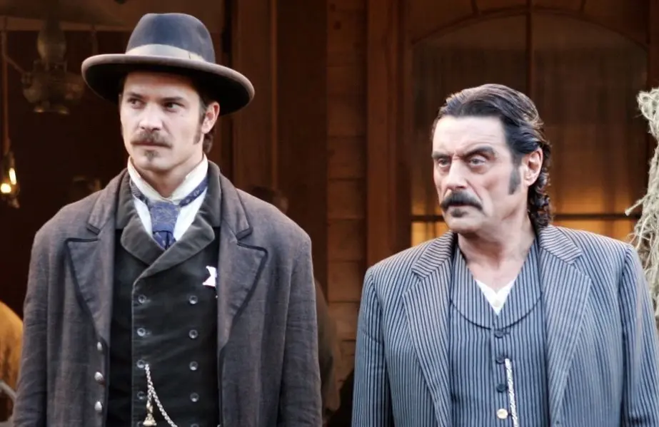 Timothy Olyphant and Ian McShane in Deadwood (HBO)