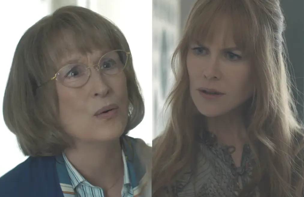 Meryl Streep and Nicole Kidman seconds before the slap heard 'round the world in Big Little Lies (HBO)