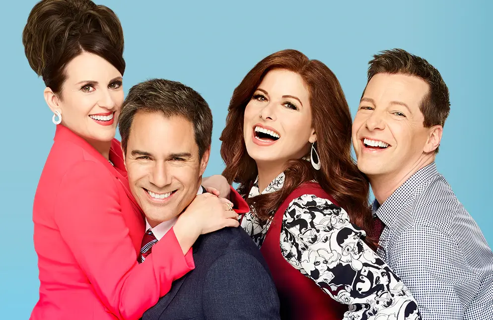 Megan Mullally, Eric McCormack, Debra Messing and Sean Hayes in Will &amp; Grace. (Photo: Andrew Eccles/NBC)