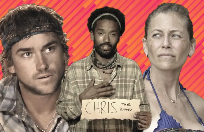 J. T. Thomas, Wendell Holland and Corinne Kaplan in Survivor. (CBS)