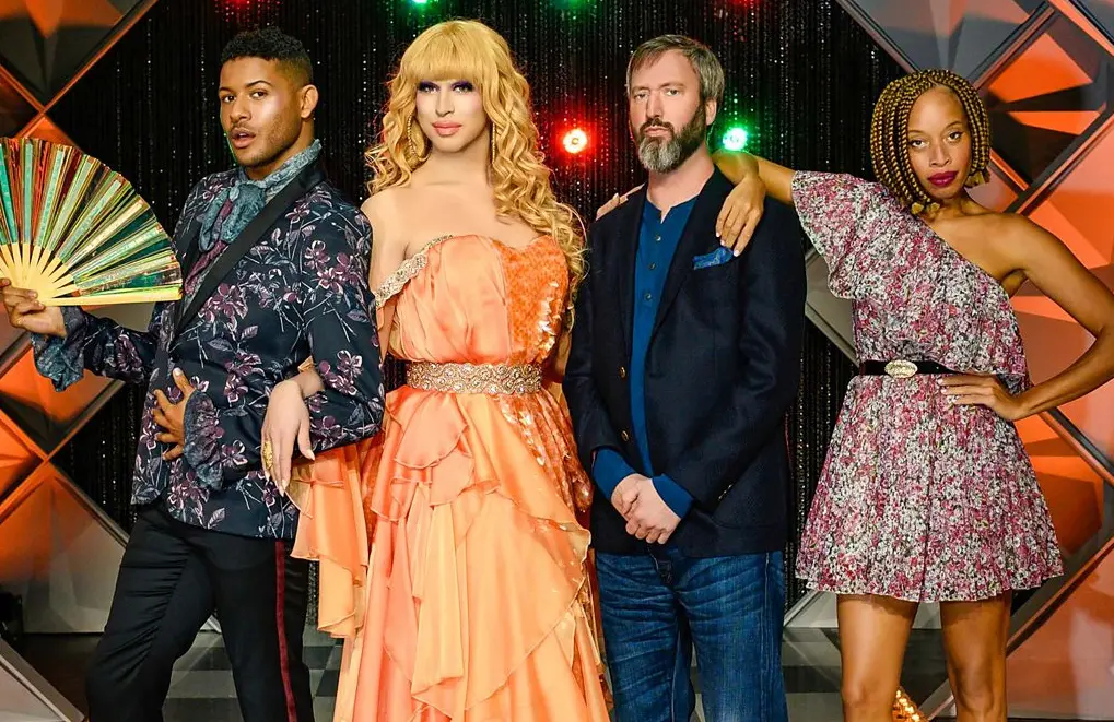 Canada's Drag Race judges Jeffrey Bowyer-Chapman, Brooke Lynn Hytes and Stacey McKenzie with guest judge Tom Green. (Photo: Crave/WoW)