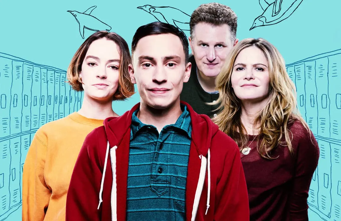  Brigette Lundy-Pain, Keir Gilchrist, Michael Rapaport and Jennifer Jason-Leigh star in Atypical. (Netflix)