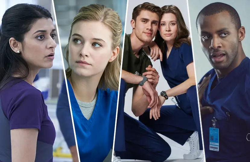 Sandy Sidhu, Tiera Skovbye, Donald MacLean Jr., Natasha Calis, and Jordan Johnson-Hinds star in Nurses. (NBC)