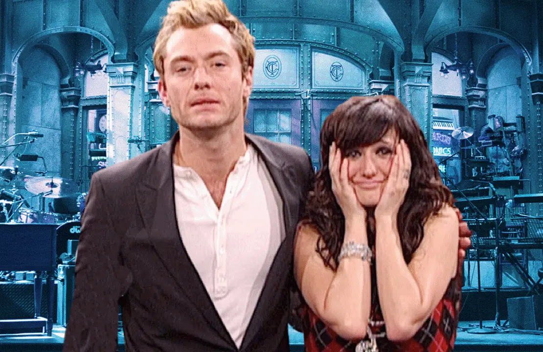 Jude Law and Ashlee Simpson on Saturday Night Live. (NBC)