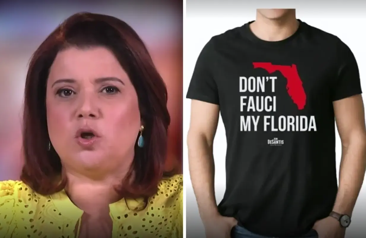 Ana Navarro tore into Ron DeSantis' 'Don't Fauci My Florida' T-shirts Wednesday on The View. (Photos: ABC)