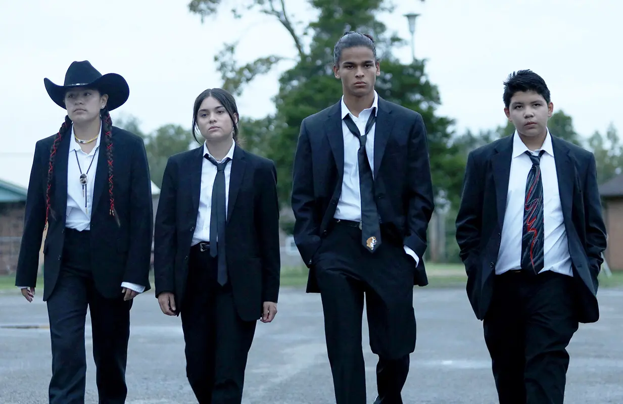 Reservation Dogs' core four, from left: Paulina Alexis as Willie Jack, Devery Jacobs as Elora Danan, D'Pharaoh Woon-A-Tai as Bear, and Lane Factor as Cheese. (Photo: Shane Brown/FX)