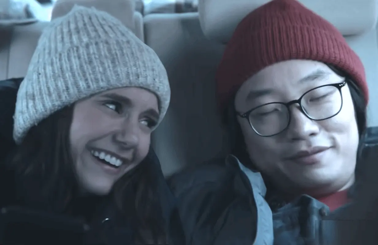 Nina Dobrev plays an unlucky-in-love woman who falls victim to a catfish (Jimmy O. Yang) in Netflix's latest holiday rom-com. (Photo: Netflix) 