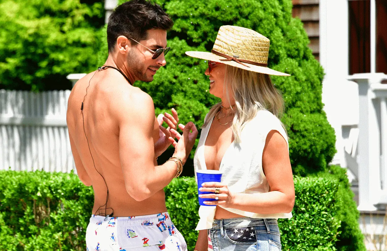 Winter House's Andrea Denver (left, with Stacey Hubbard) is one of several familiar faces from other Bravo series joining the Summer House crew this season. (Photo: Eugene Gologursky/Bravo)