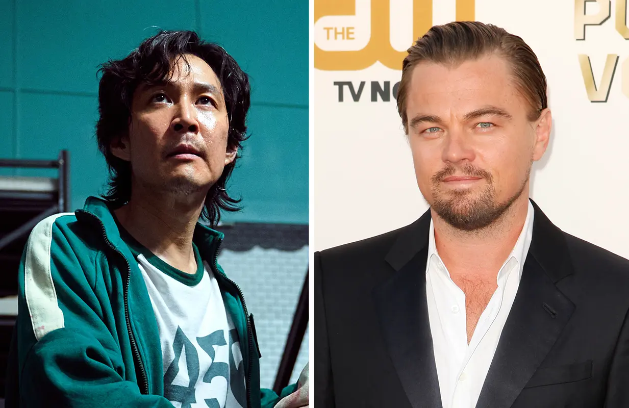 Lee Jung-jae in Squid Game, Leonardo DiCaprio. (Photos: Netflix, Everett Collection)