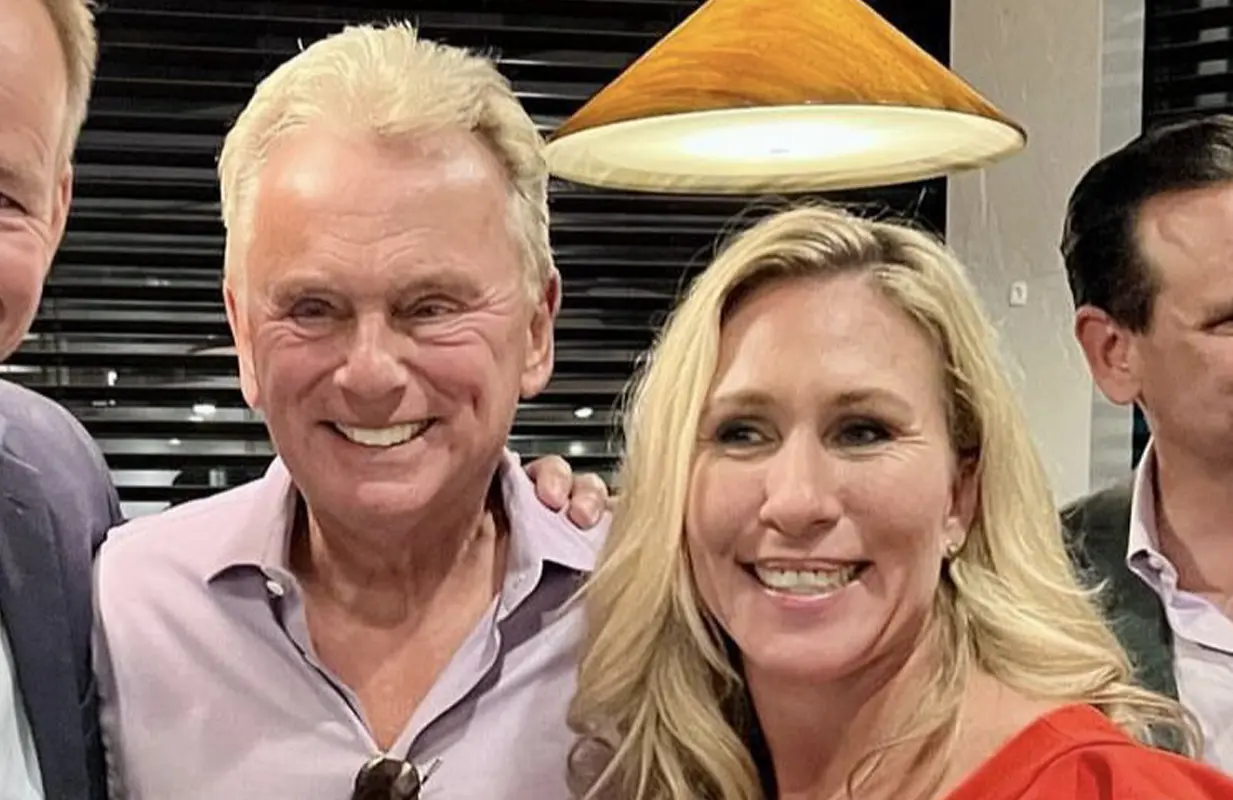 Pat Sajak and Marjorie Taylor Greene. (Photo: PatriotTakes/Twitter)