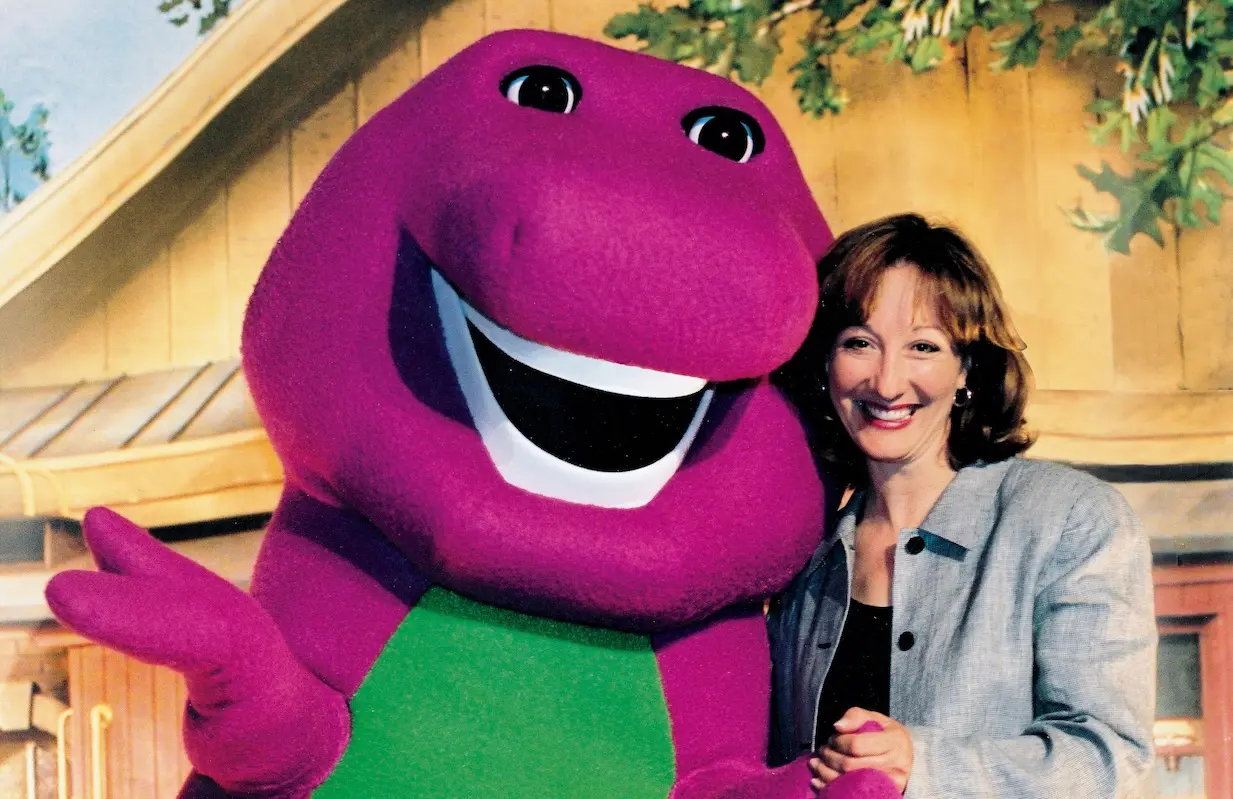 Barney and Sheryl Leach, Barney's creator. (PBS/Everett Collection)