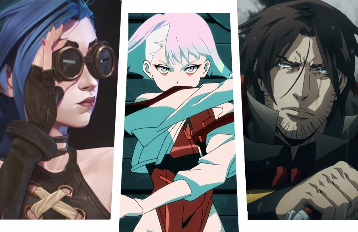 Arcane, Cyberpunk: Edgerunners, Castlevania (Images: Netflix; Primetimer graphic)