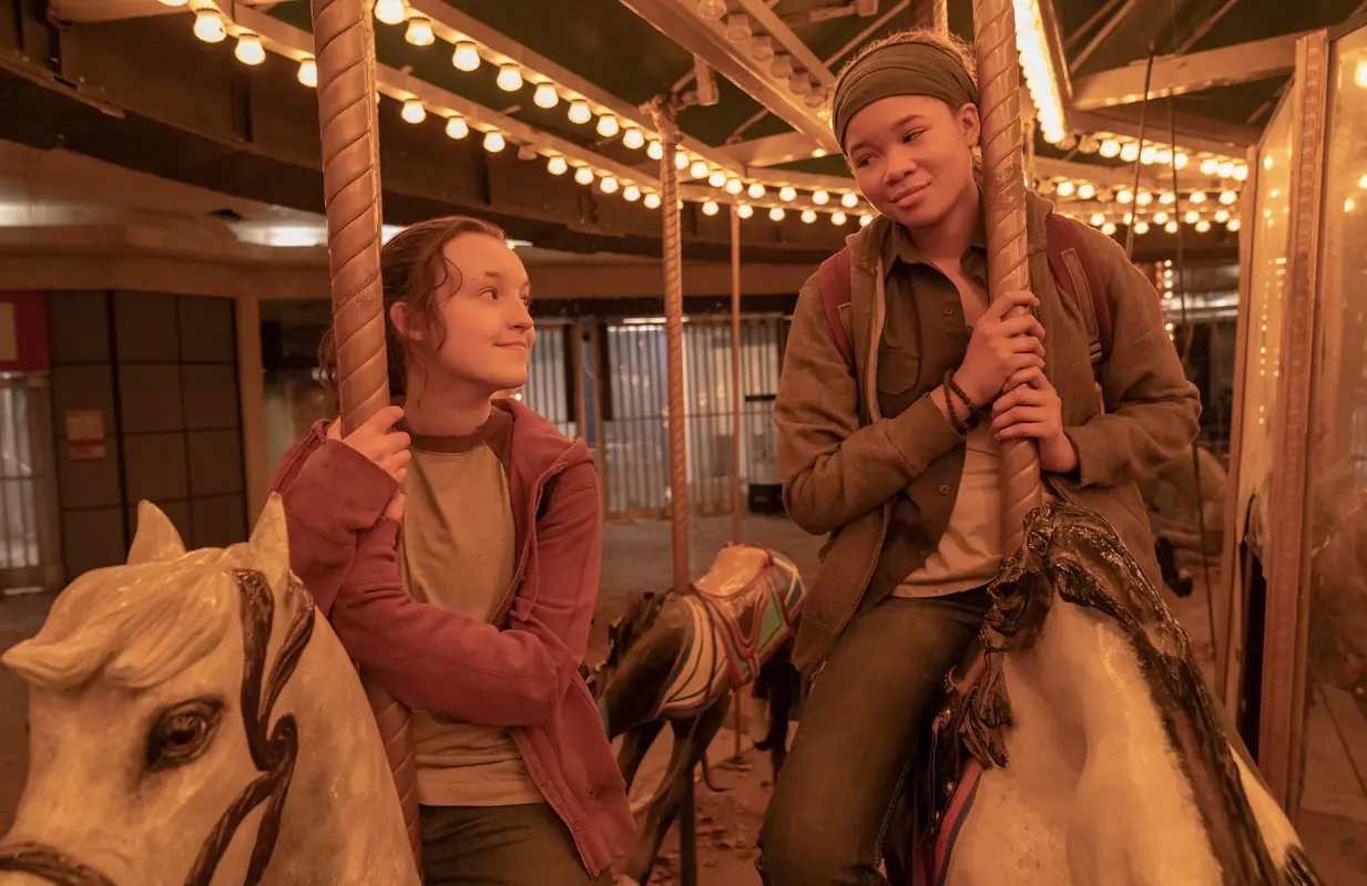 Bella Ramsey and Storm Reid in The Last of Us (photo: Liane Hentscher/HBO)