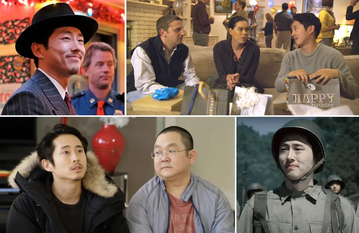 Steven Yeun in The Twilight Zone, I Think You Should Leave, Bajillion Dollar Propertie$, and Drunk History. (Photos: Paramount, Netflix, Amazon Prime Video)