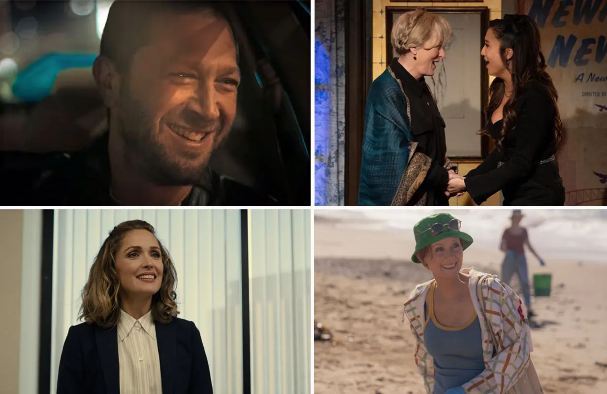 Ebon Moss-Bachrach, Meryl Streep, Ashley Park, Rose Byrne, and Cynthia Nixon (photos: Hulu, Apple TV+, Max)