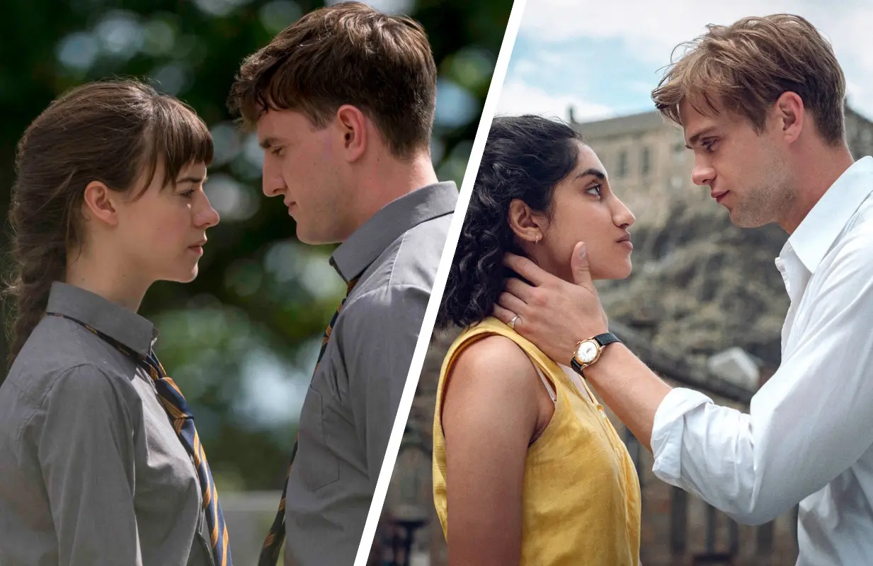 Left: Daisy Edgar-Jones and Paul Mescal in Normal People; right: Ambika Mod and Leo Woodall in One Day (Photos: Everett Collection/Netflix)