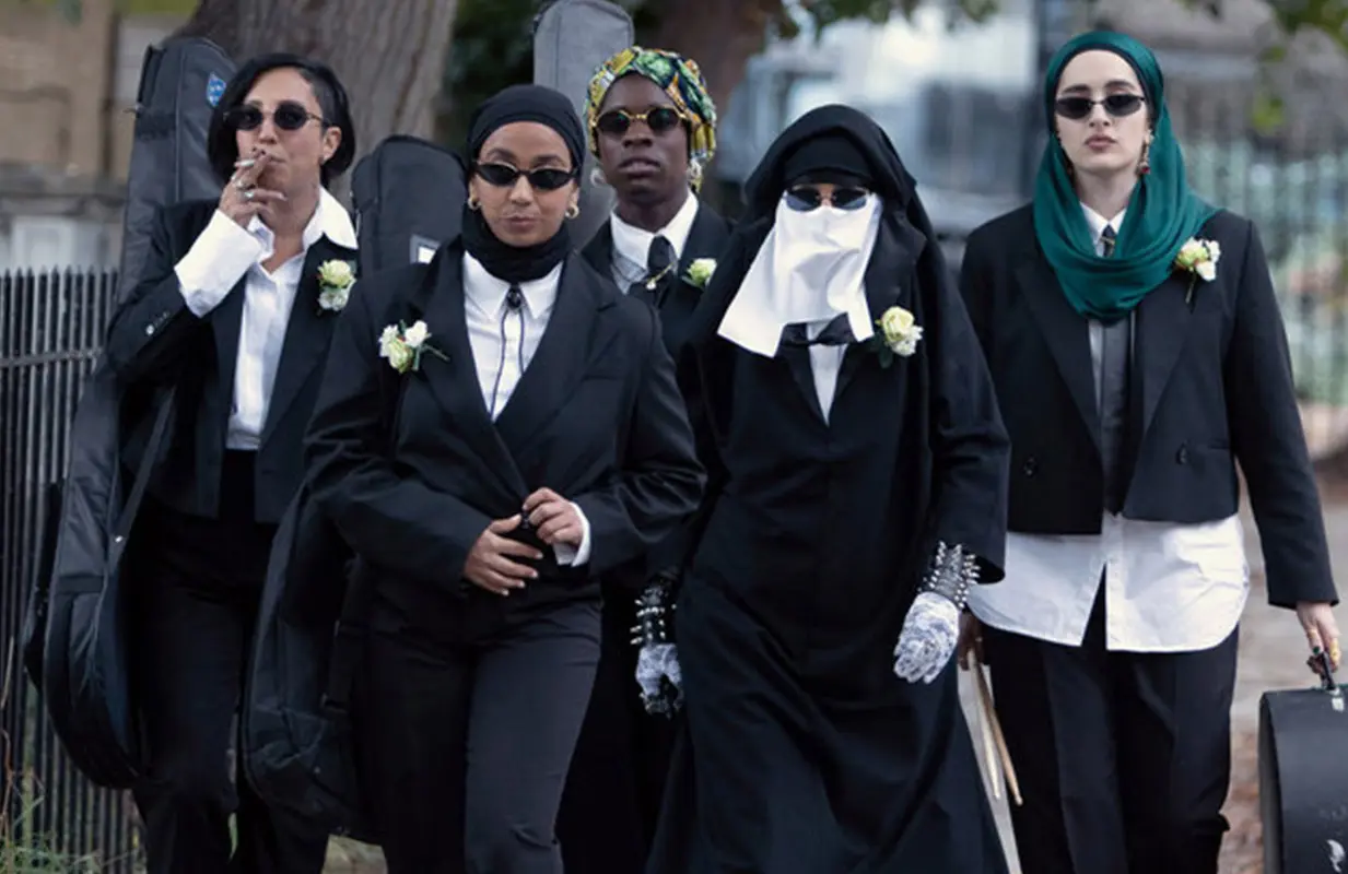 Sarah Kameela Impey, Anjana Vasan, Faith Ompole, Lucie Shorthouse, and Juliette Motamed in We Are Lady Parts (Photo: Peacock)