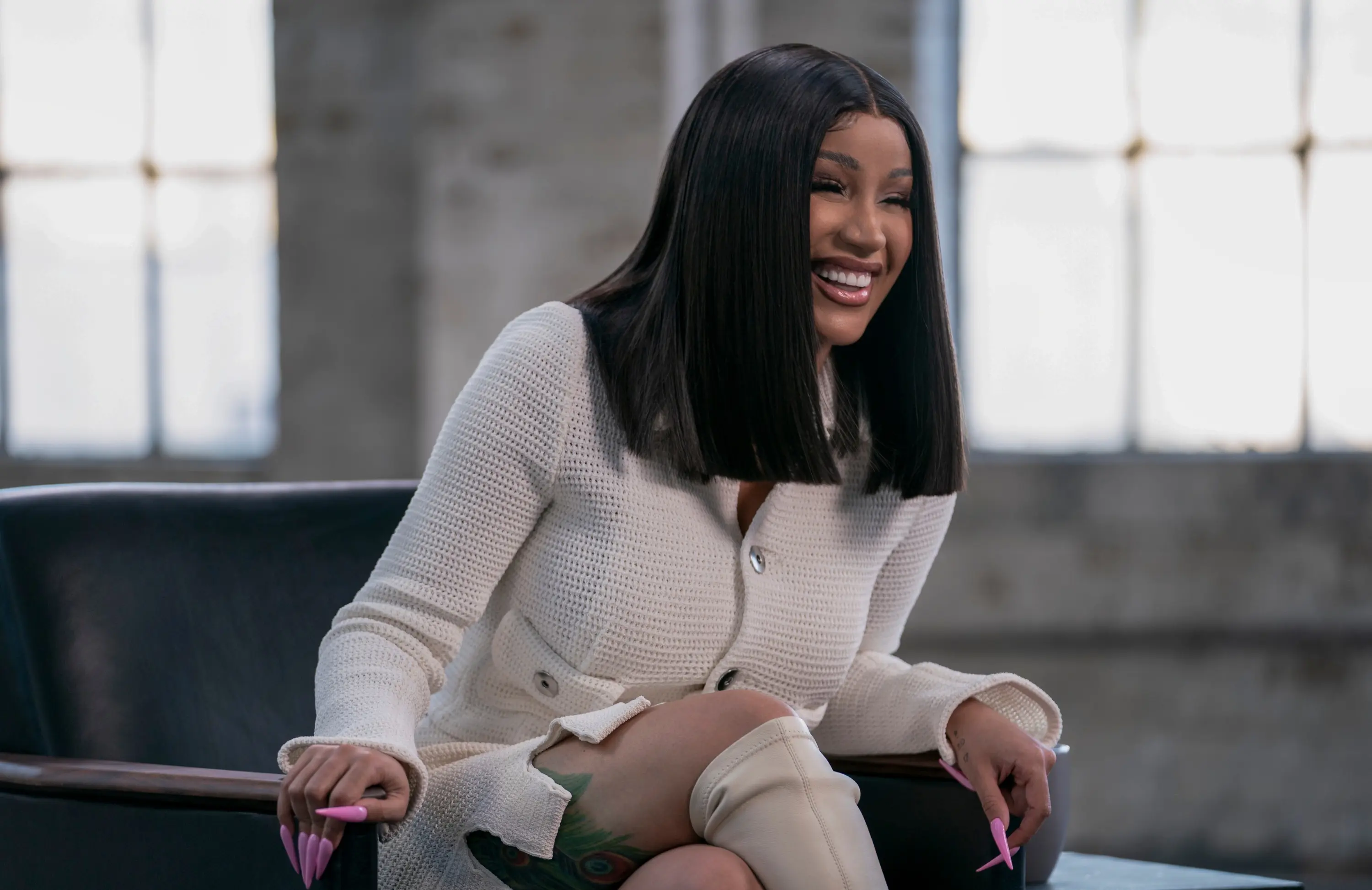Cardi B during a conversation with David Letterman (Image via Everett Collection)