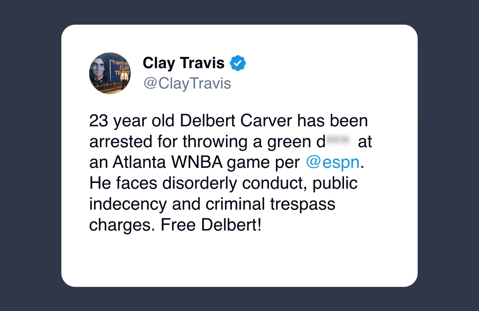 Clay Travis shares his support for Delbert Carver (Image via X/@ClayTravis)