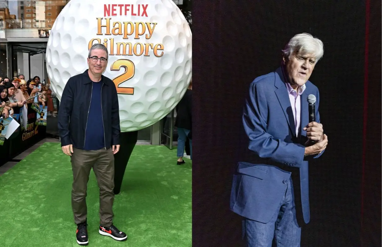 John Oliver &amp; Jay Leno (Image via Getty)
