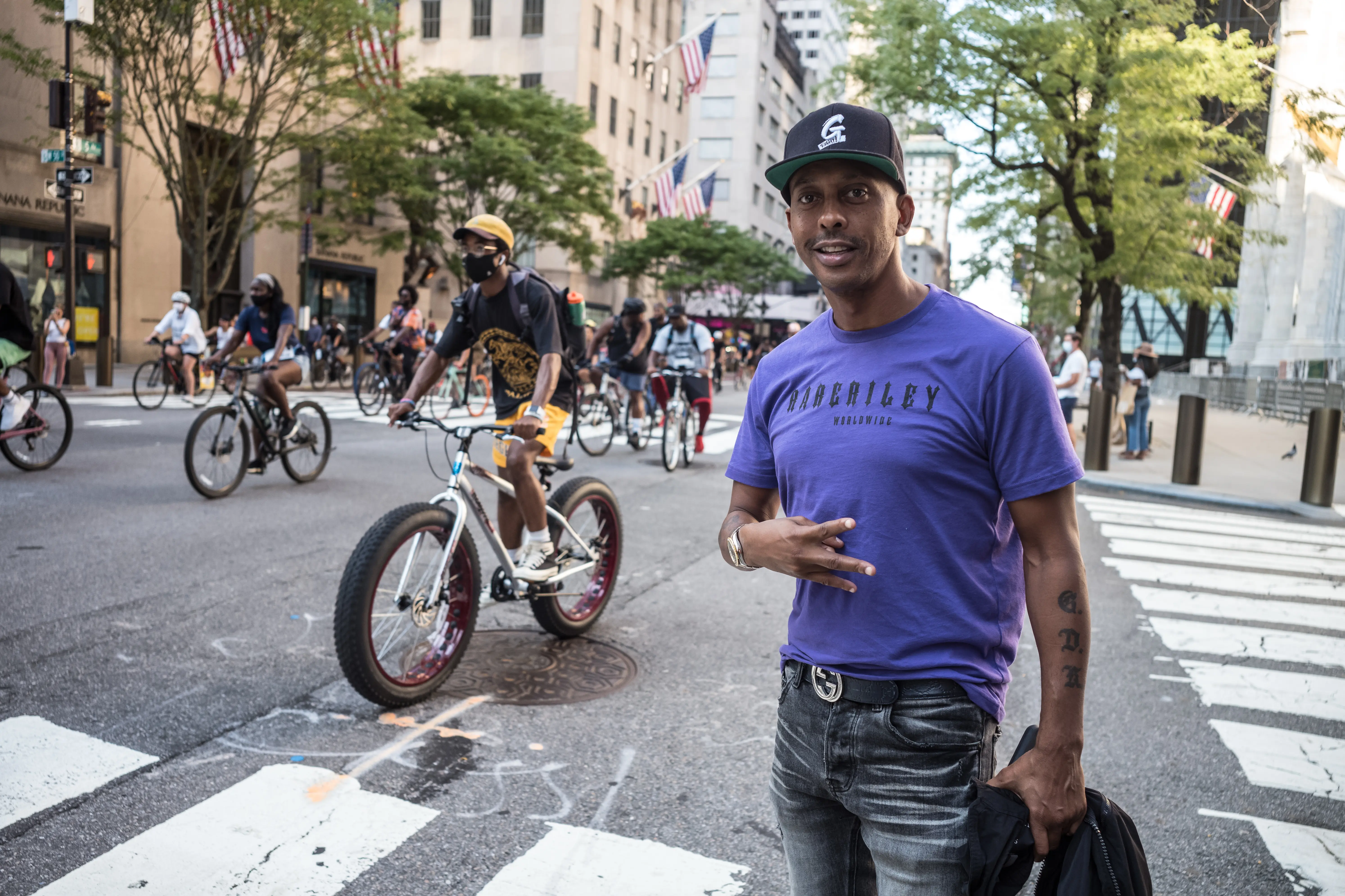 Gillie Da Kid spotted at 'Bike Rides for Black Lives' in New York City (Photo by Steven Ferdman/Getty Images)