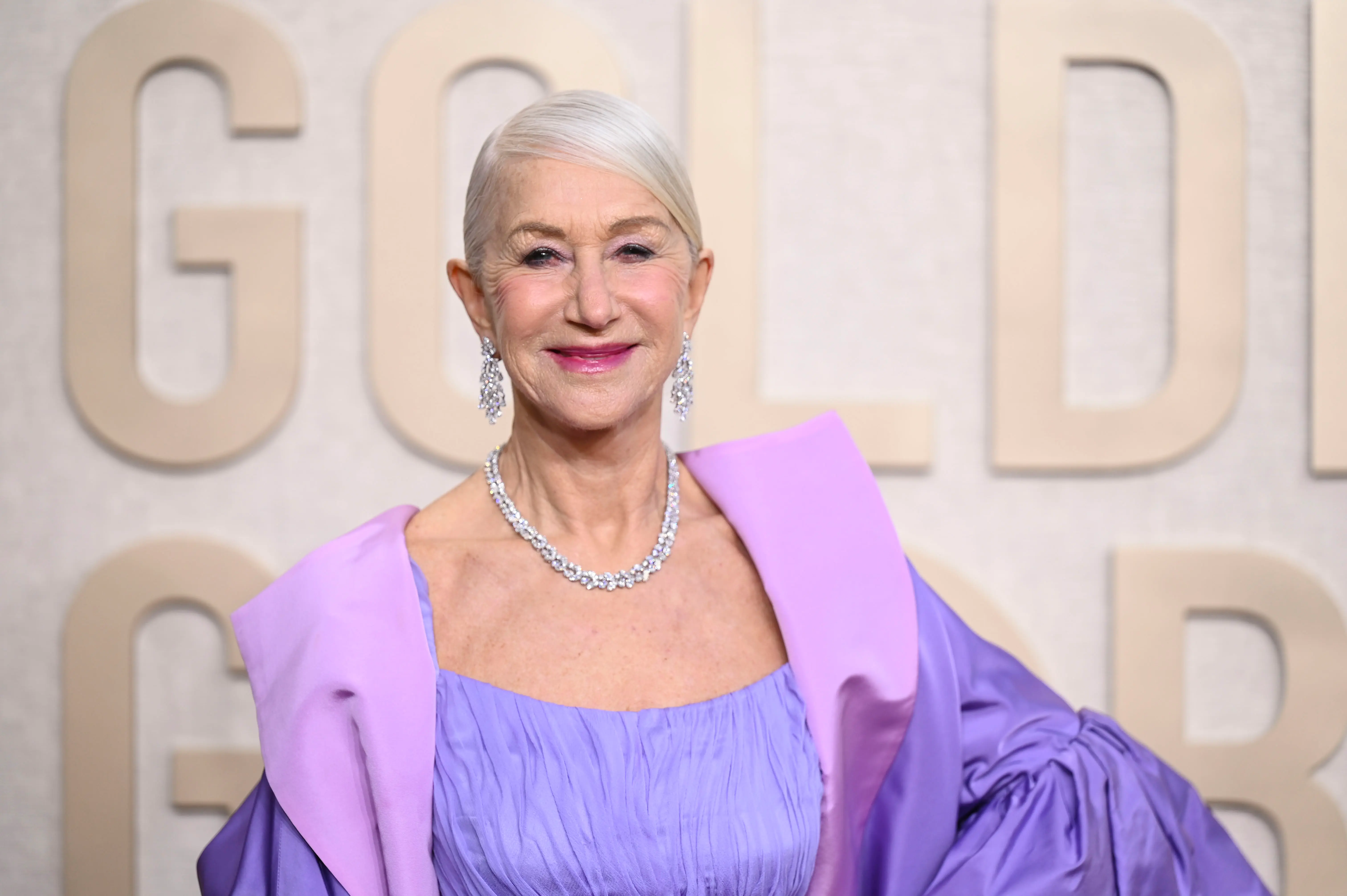 Helen Mirren at the 81st Golden Globe Awards held at the Beverly Hilton Hotel on January 7, 2024 in Beverly Hills, California. (Photo by Gilbert Flores/Golden Globes 2024/Golden Globes 2024 via Getty Images)
