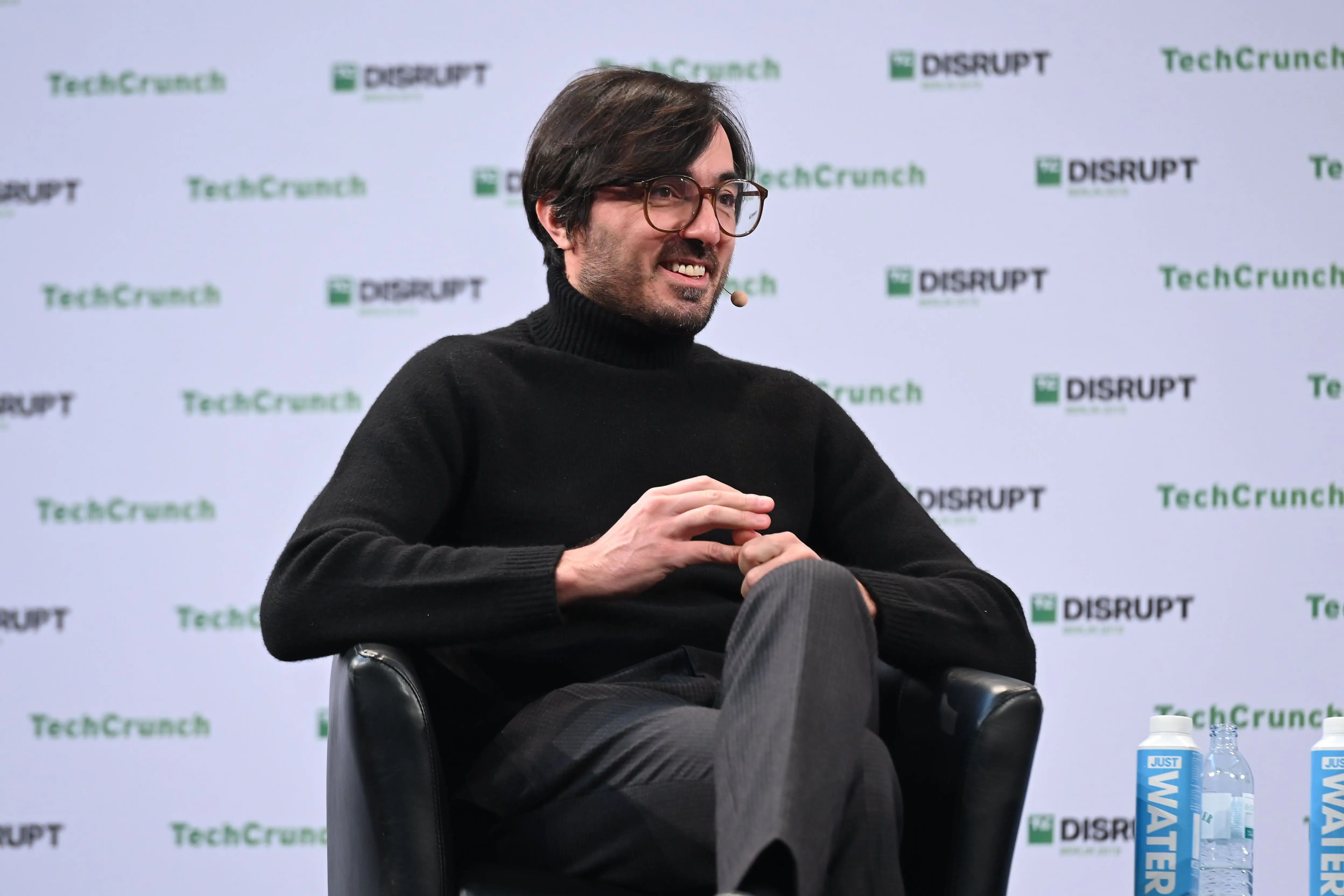 BERLIN, GERMANY - DECEMBER 12: Founder and CEO of MUBI Efe Cakarel speaks on stage at TechCrunch Disrupt Berlin 2019 at Arena Berlin on December 12, 2019 in Berlin, Germany. (Photo by Noam Galai/Getty Images for TechCrunch)