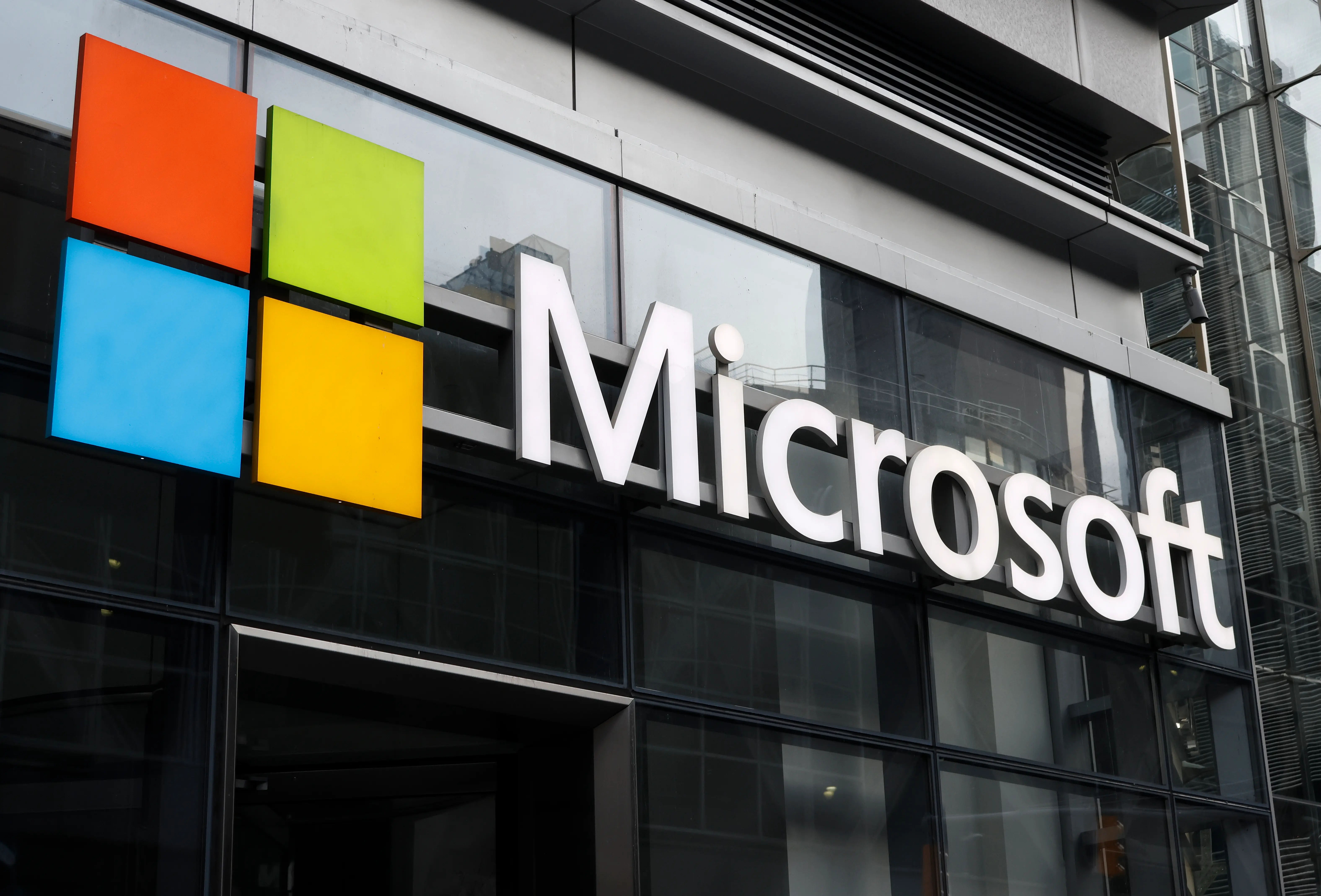 The corporate logo for Microsoft (Photo by Gary Hershorn/Getty Images)