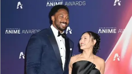 Chloe Kim and Myles Garrett attends the 2025 Crunchyroll Anime Awards