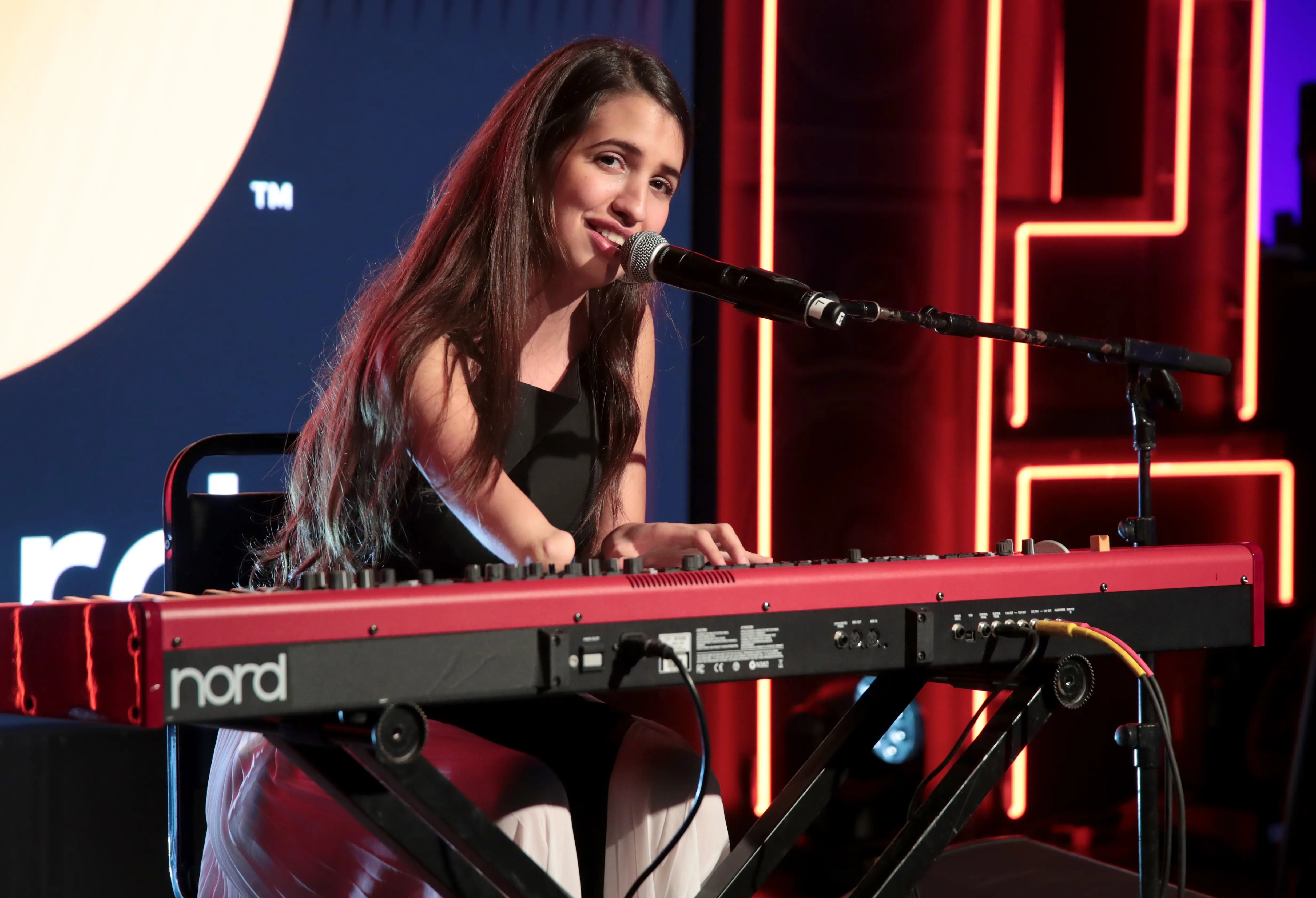 Victoria Canal performs onstage at the celebration of Mastercard's Start Something Priceless Campaign at the launch of the Mastercard House on January 22, 2018 in New York City.  (Photo by Cindy Ord/Getty Images for Mastercard)