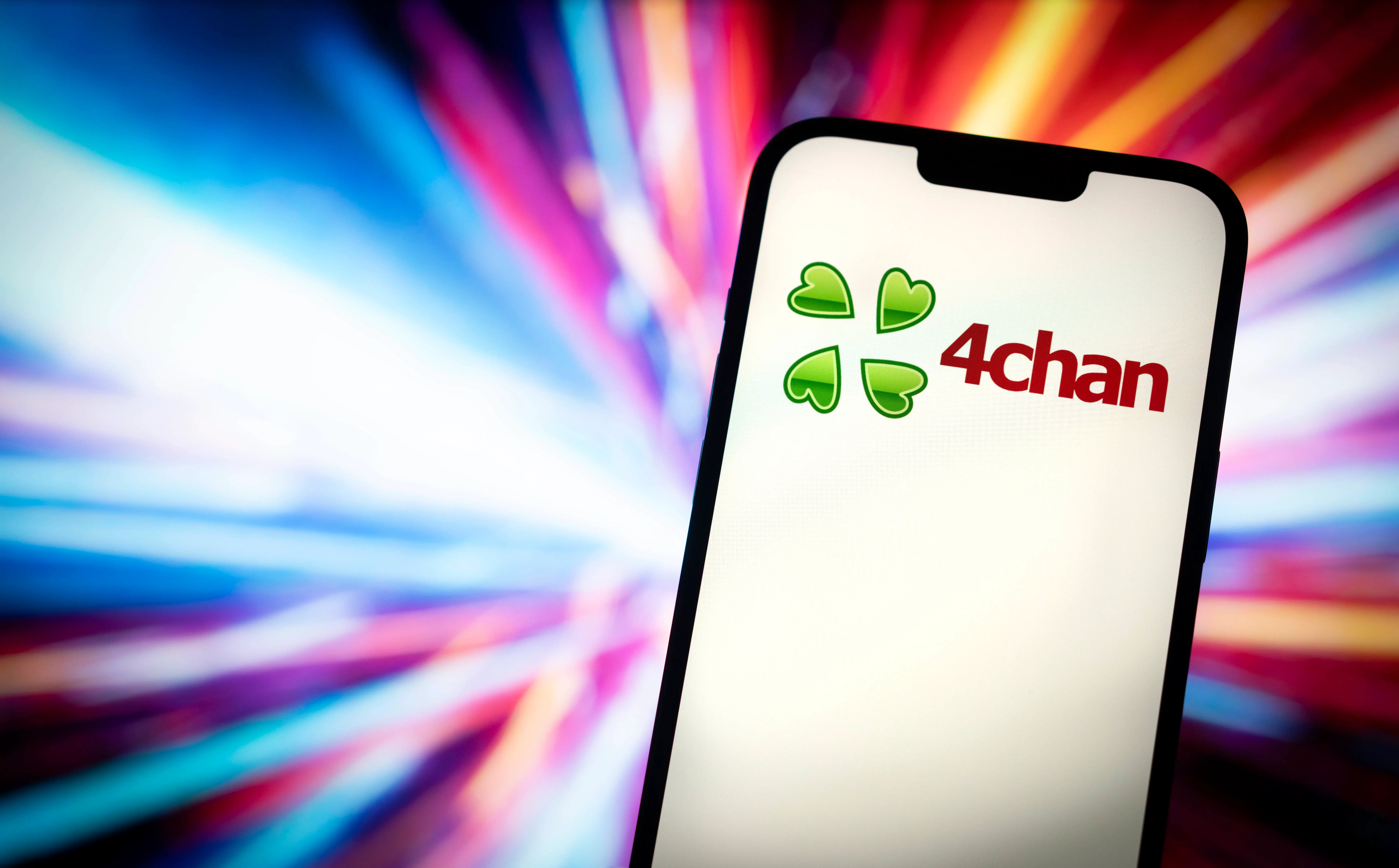 The 4Chan website logo is seen in this photo illustration on 23 November, 2023 in Warsaw, Poland (Image via Getty)