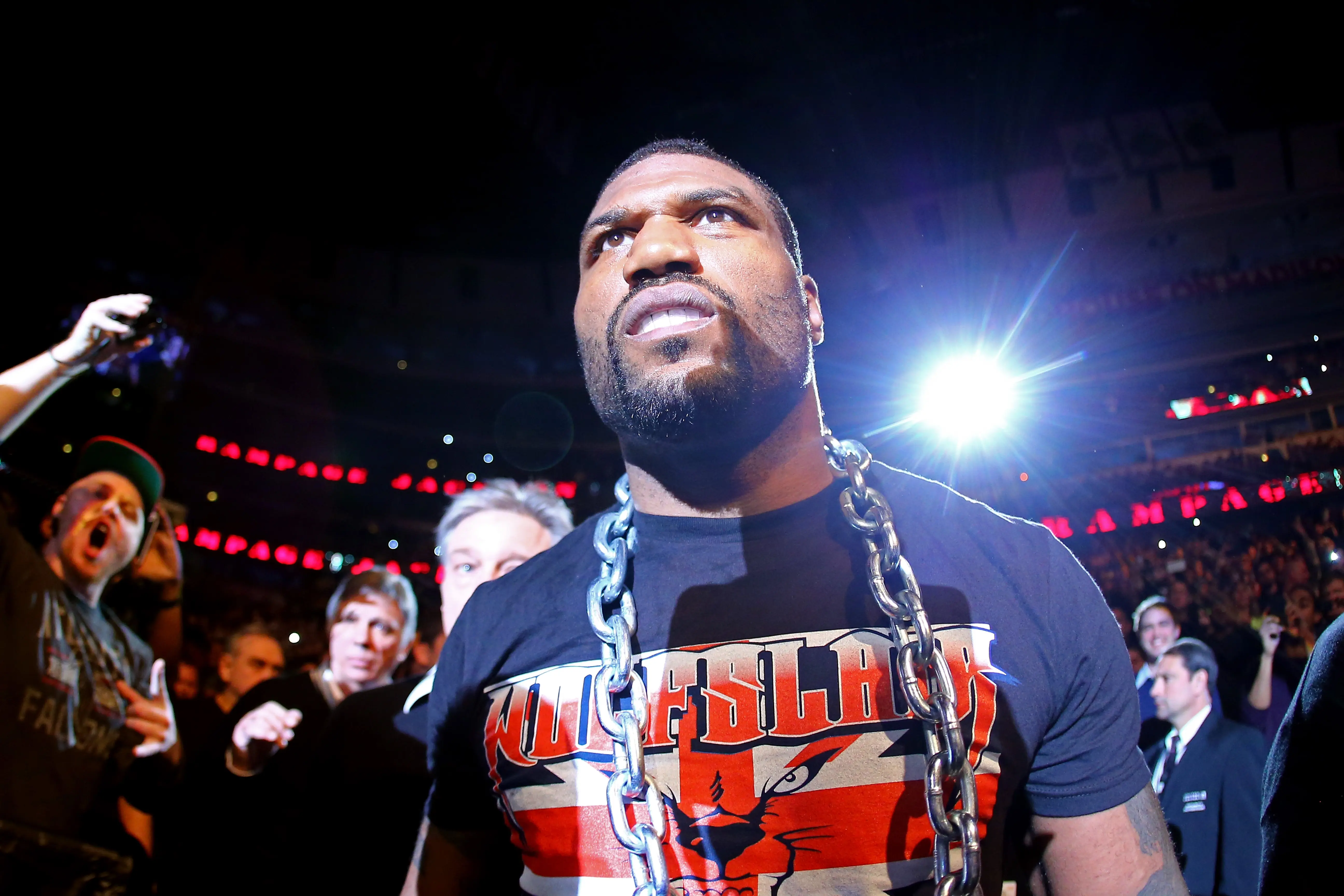 Rampage Jackson's son recently attacked a wrestler, Syko Stu, during a recent match in LA (Image via Al Bello/Zuffa LLC/Zuffa LLC Via Getty Images)