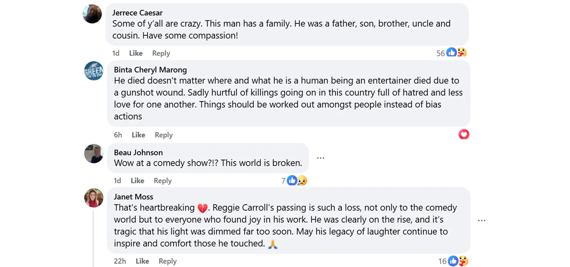 Comments reacting to the news (Image via Facebook/ @OG RON)