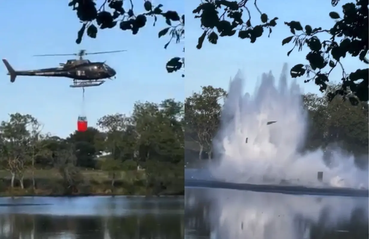 The Morane 29 water bomber crashing (Photo: X/@DailyLoud)