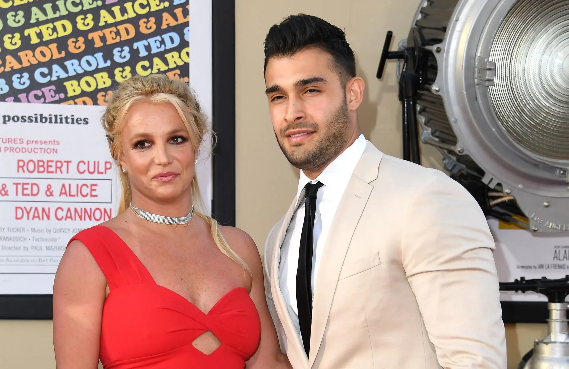 Britney Spears and Sam Asghari arrive at the Sony Pictures' "Once Upon A Time...In Hollywood" Los Angeles Premiere on July 22, 2019 in Hollywood, California (Image via Getty)