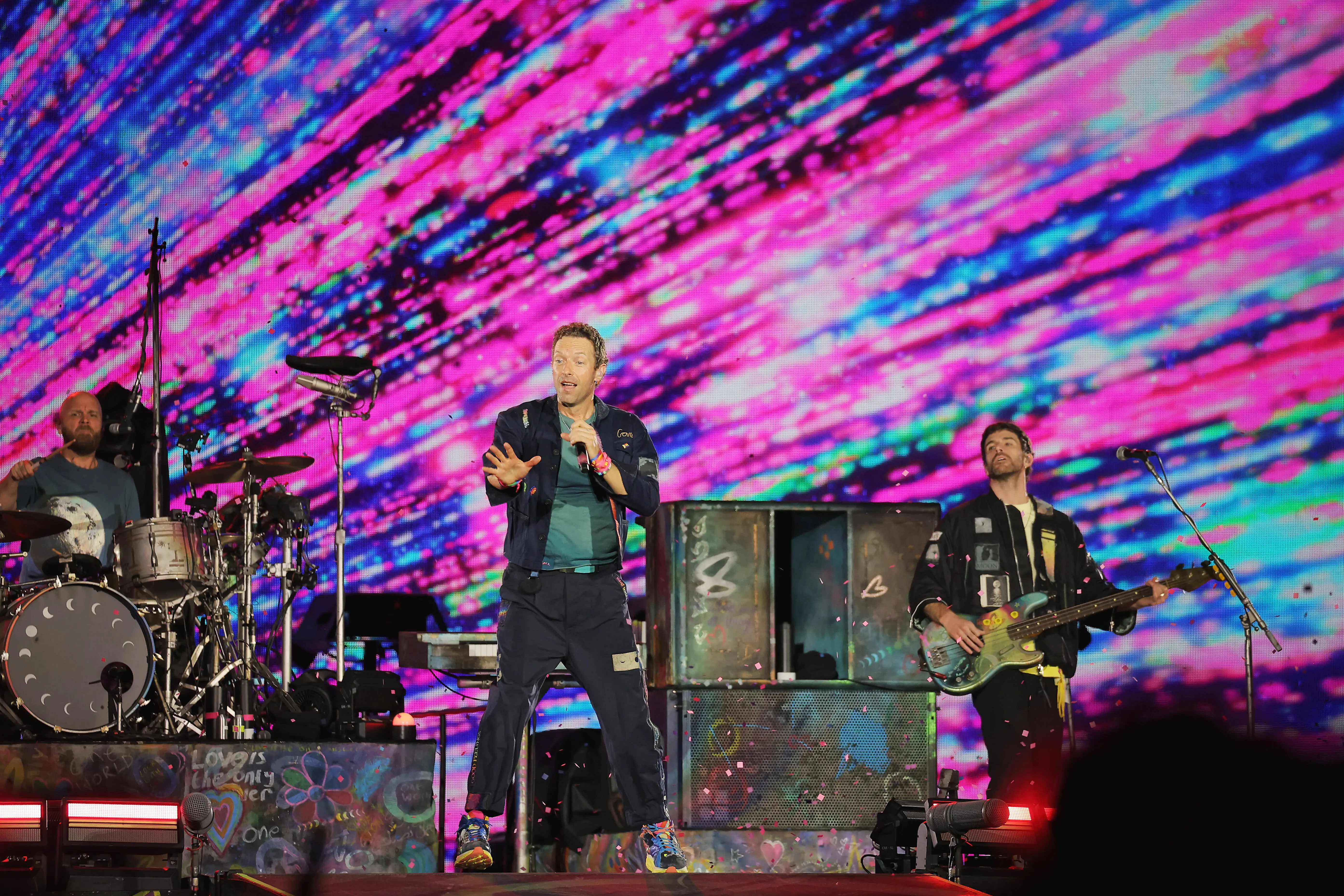 NASHVILLE, TENNESSEE - JULY 22: Chris Martin of Coldplay performs at Nissan Stadium on July 22, 2025 in Nashville, Tennessee. (Photo by Tibrina Hobson/Getty Images)