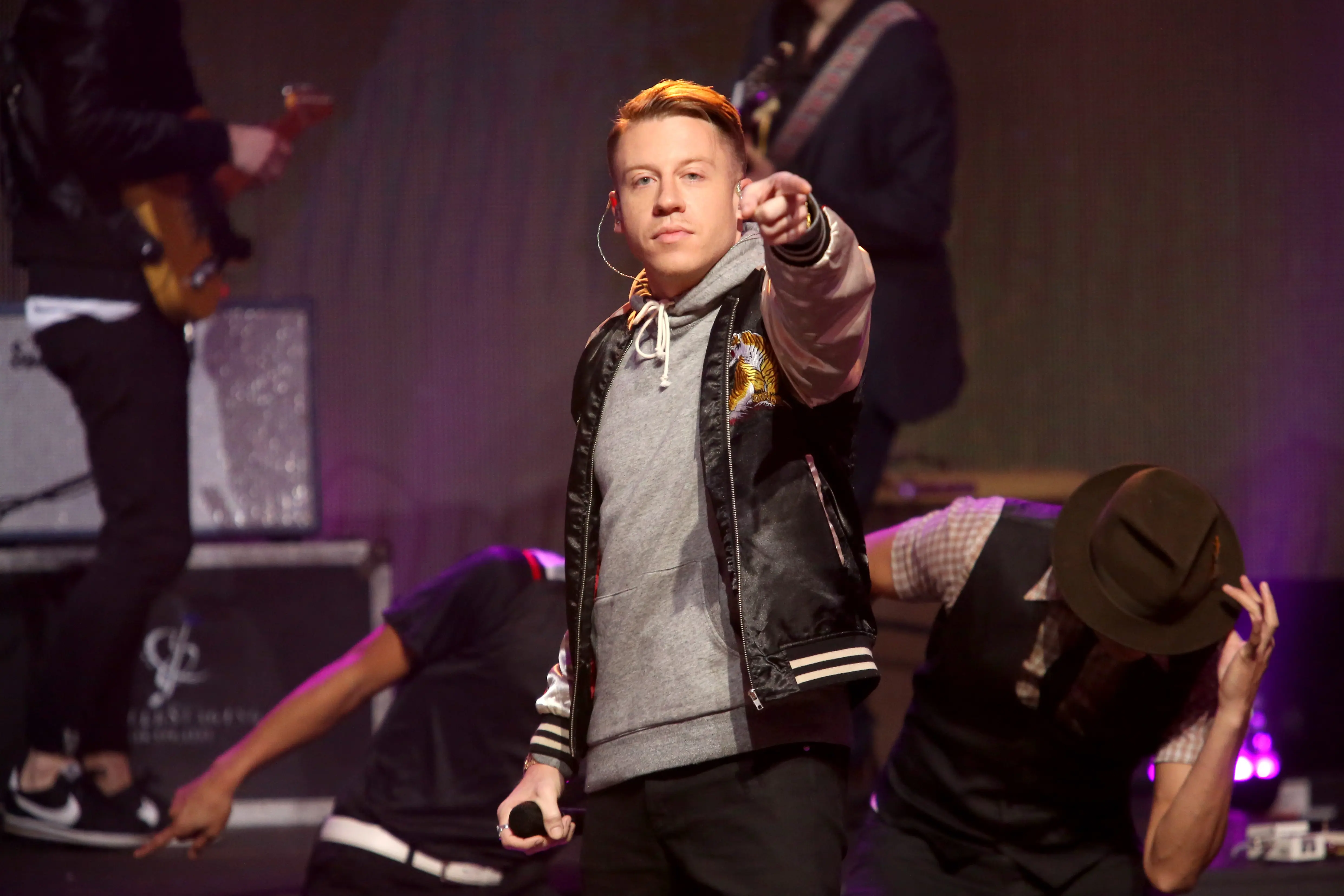 LOS ANGELES, CA - DECEMBER 31:  Macklemore performs onstage at Dick Clark's New Year's Rockin' Eve with Ryan Seacrest 2016 on December 31, 2015 in Los Angeles, CA.  (Photo by Frederick M. Brown/DCNYRE2016/Getty Images for dcp)