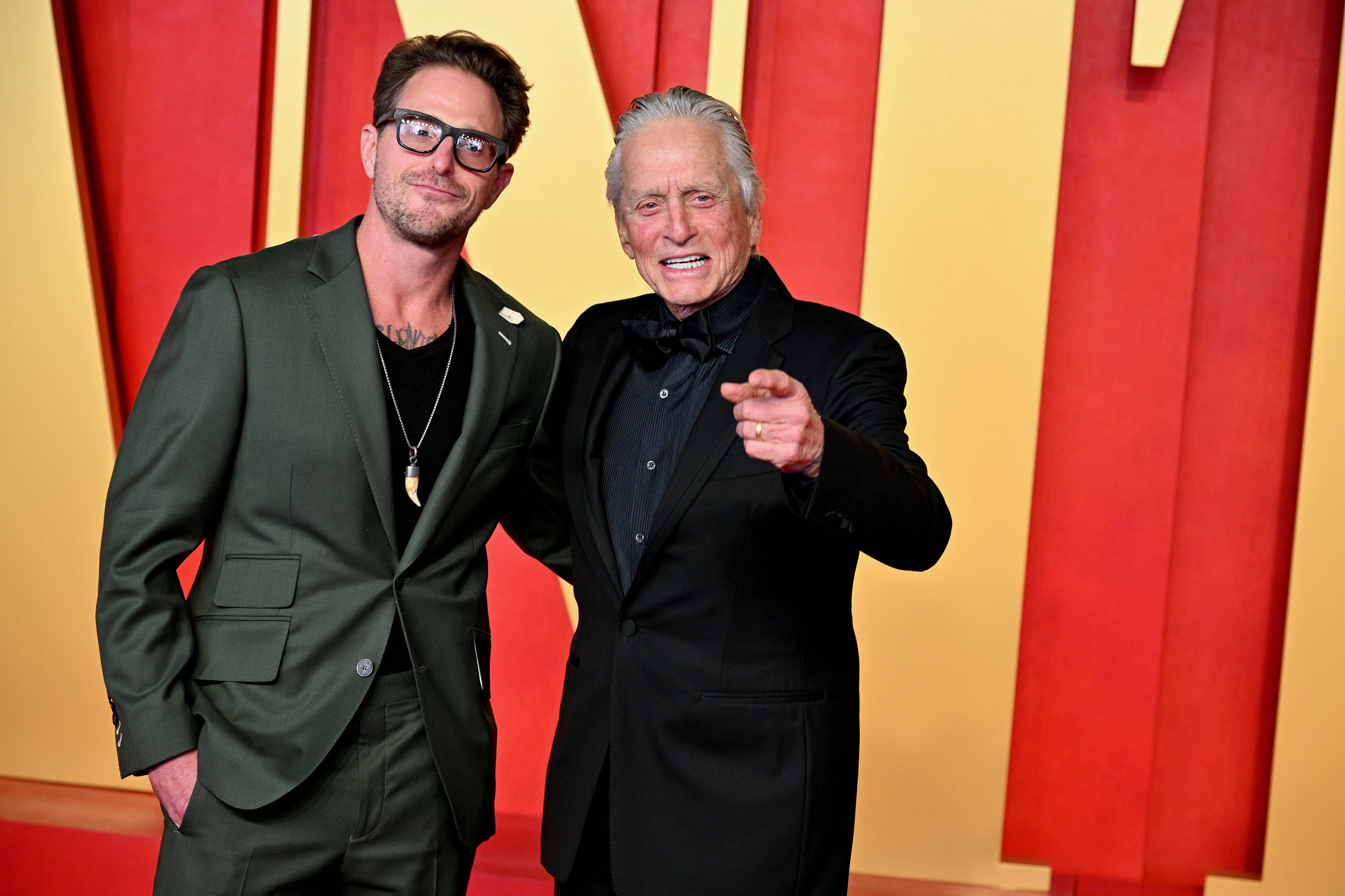 Cameron Douglas and Michael Douglas attend the 2024 Vanity Fair Oscar Party Hosted By Radhika Jones (Image via Getty)