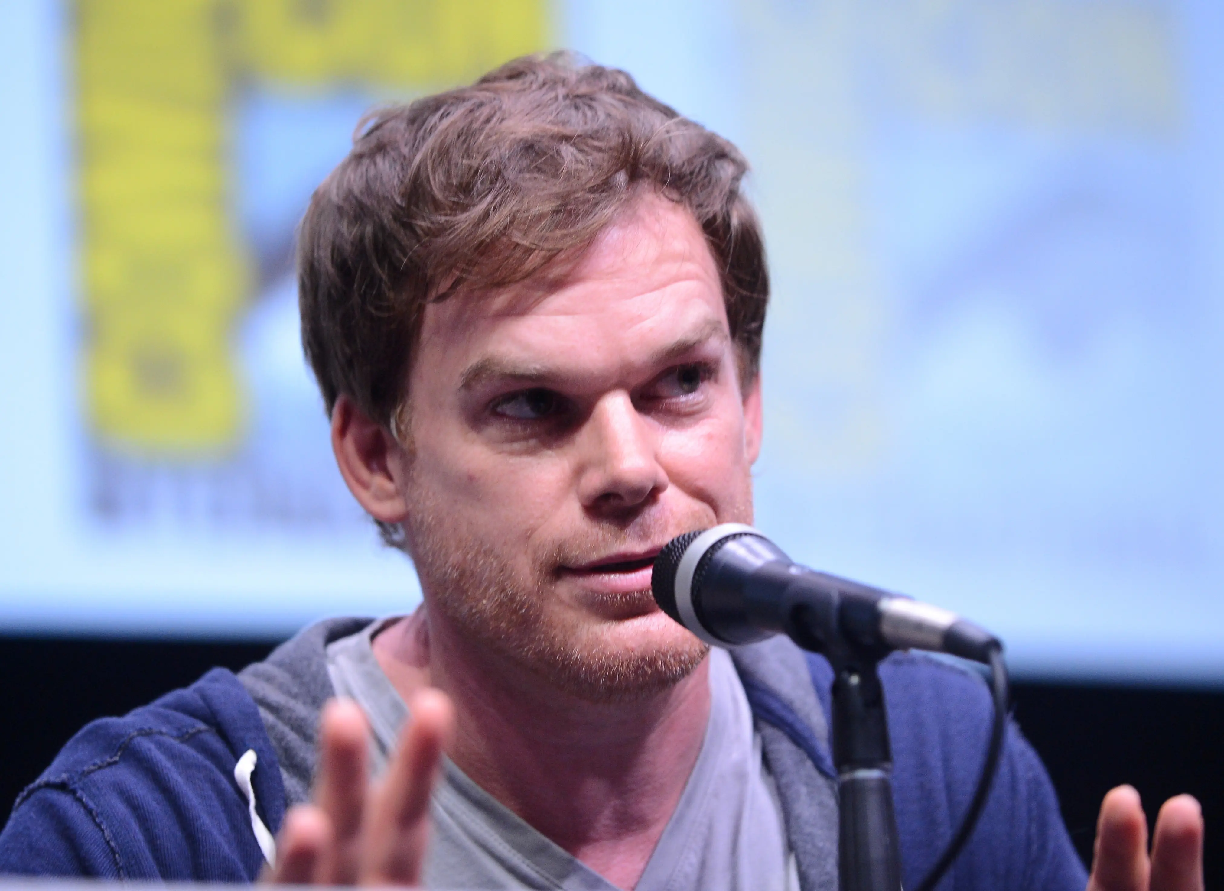 Actor Michael C. Hall speaks onstage at Showtime's "Dexter" panel during Comic-Con International 2013 at San Diego Convention Center.  (Photo by Albert L. Ortega/Getty Images)
