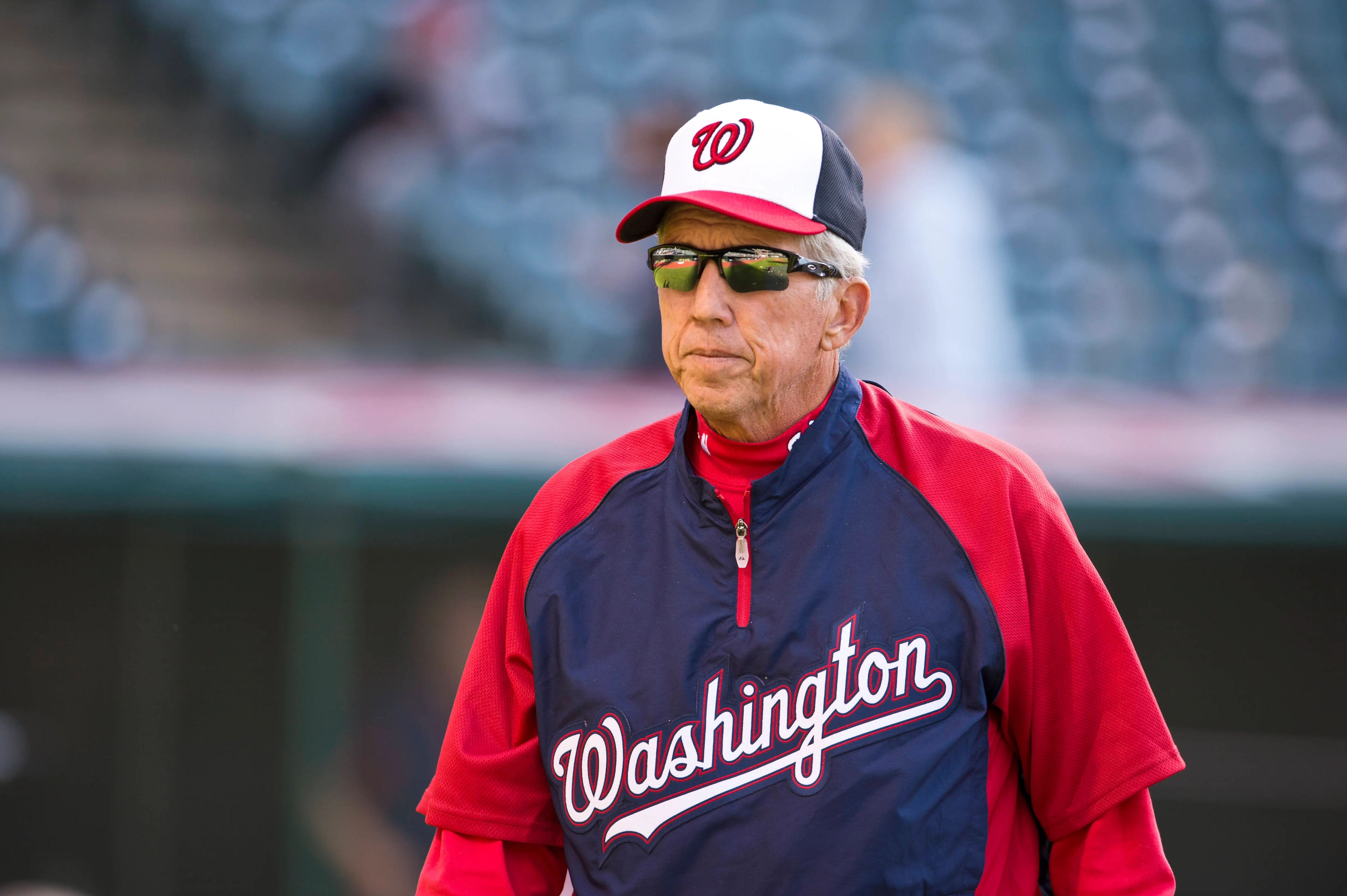 CLEVELAND, OH - JUNE 14: Manager Davey Johnson #5 of the Washington Nationals on the field before the game against the Cleveland Indians at Progressive Field on June 14, 2013 in Cleveland, Ohio. (Photo by Jason Miller/Getty Images)