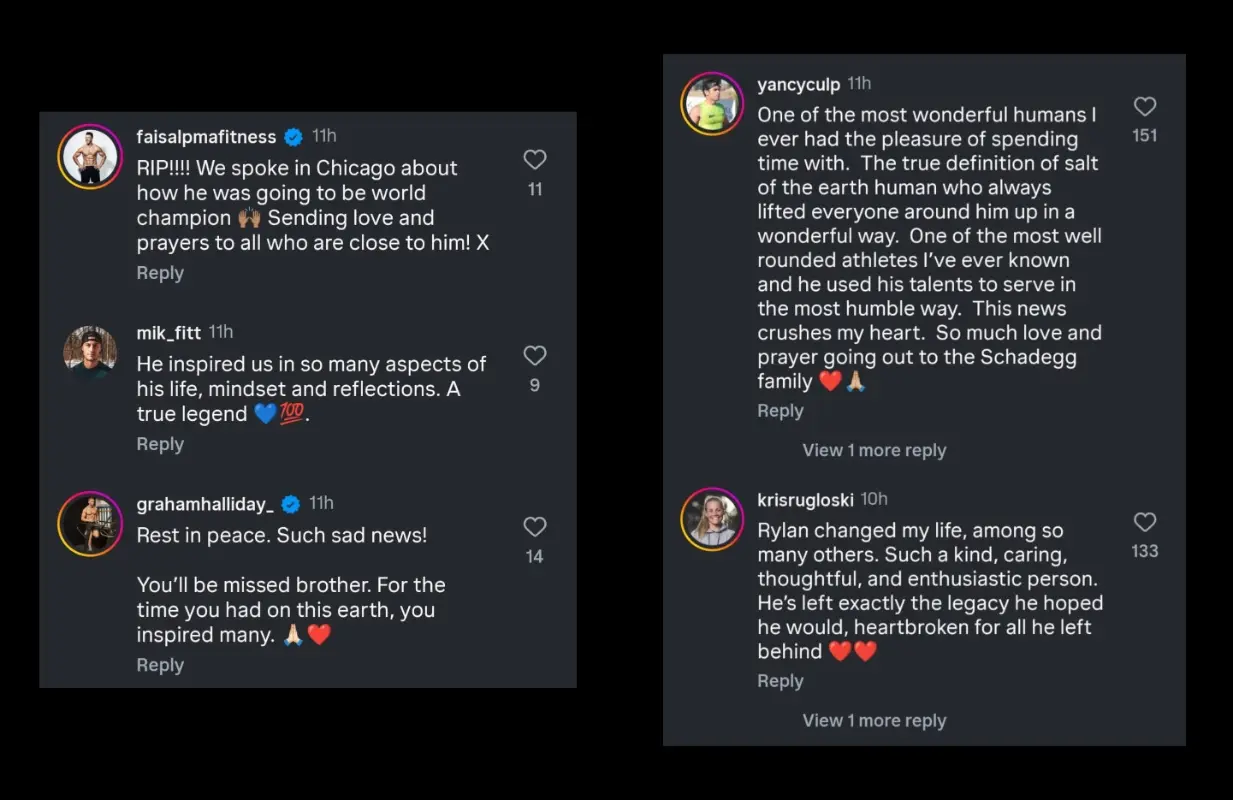 Online tributes (Image via Instagram/rylanschadegg)