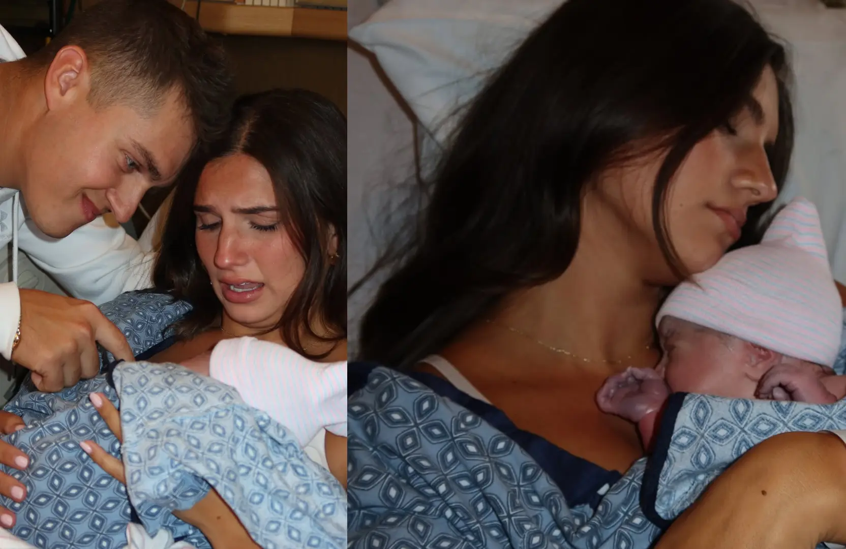 Carlin Bates and Evan Stewart share news about their newborn daughter