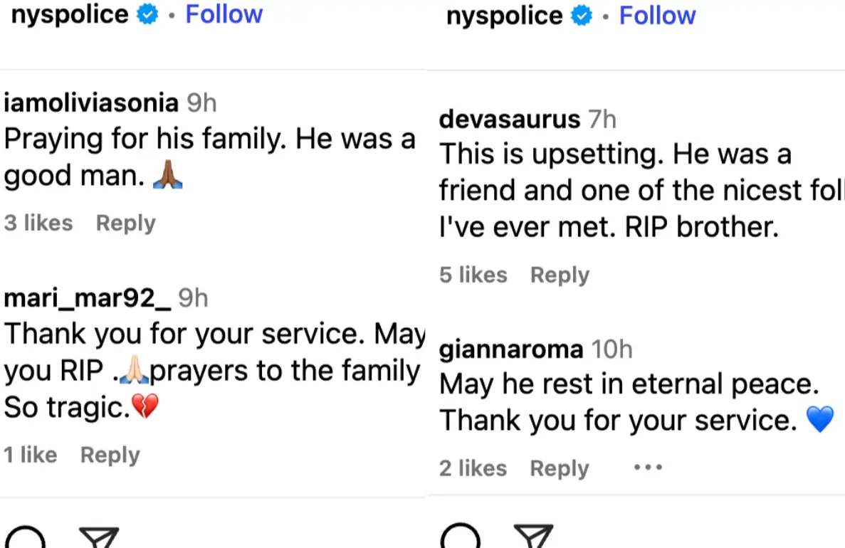 Internet users pay tribute to Nigel Barnett (Image via Instagram/@nyspolice)