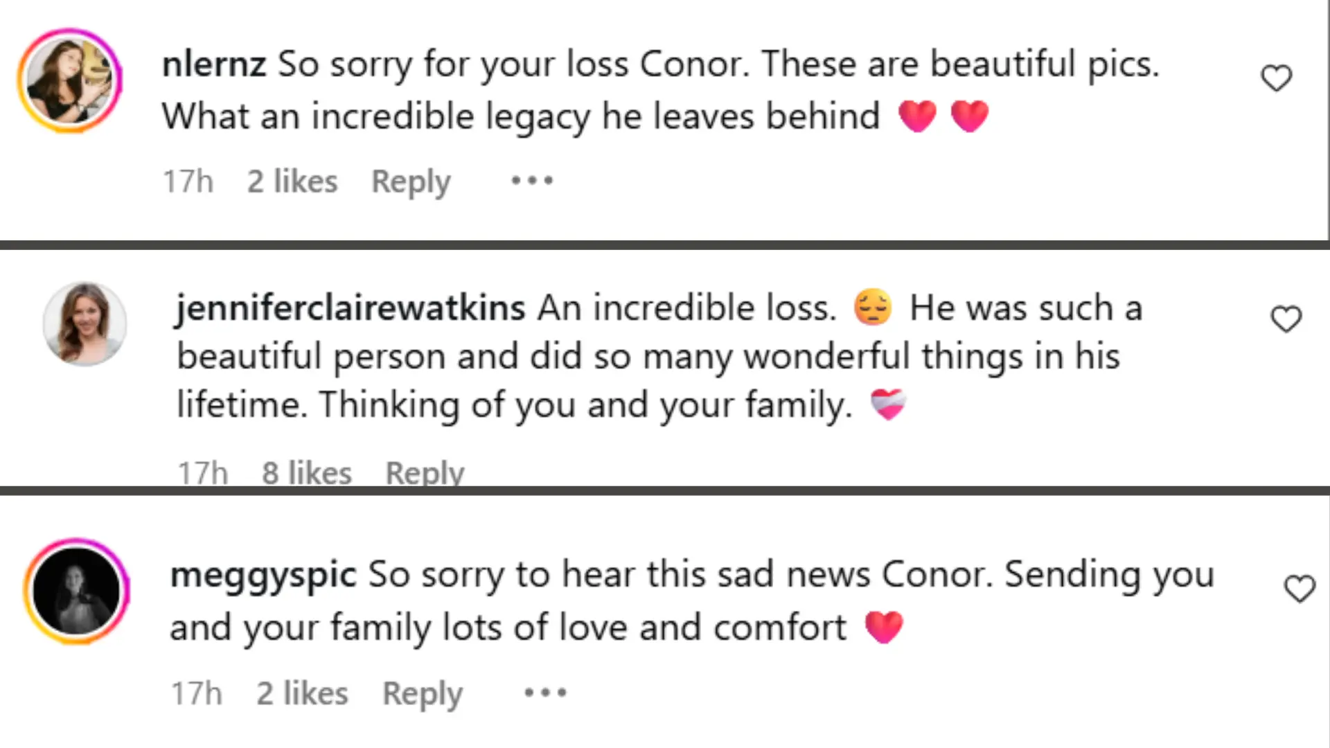 Fans reacting to Robert Redfort's passing (Image via Instagram/@conorschlosser)