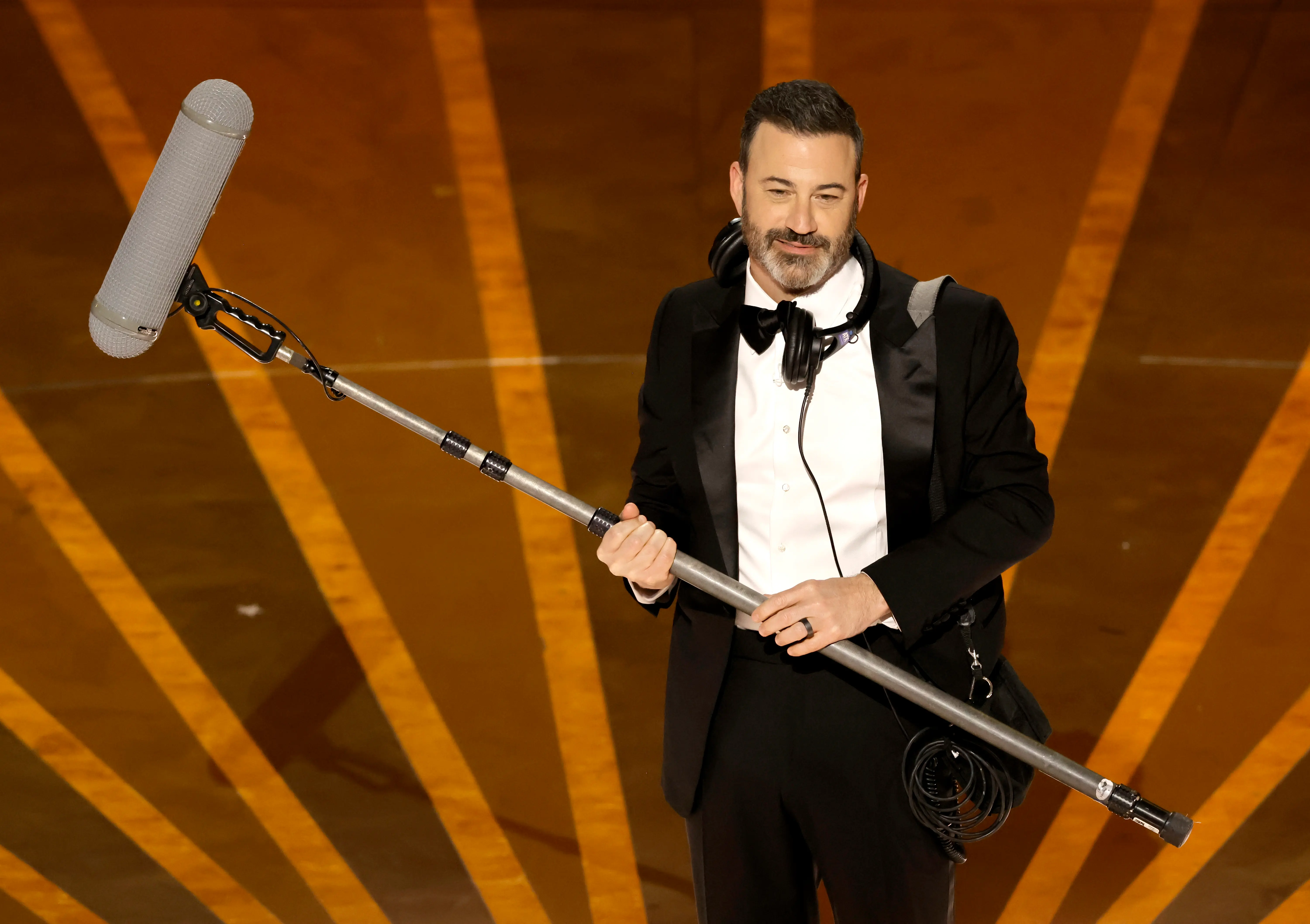 HOLLYWOOD, CALIFORNIA - MARCH 12: Host Jimmy Kimmel speaks onstage during the 95th Annual Academy Awards at Dolby Theatre on March 12, 2023 in Hollywood, California. (Photo by Kevin Winter/Getty Images)