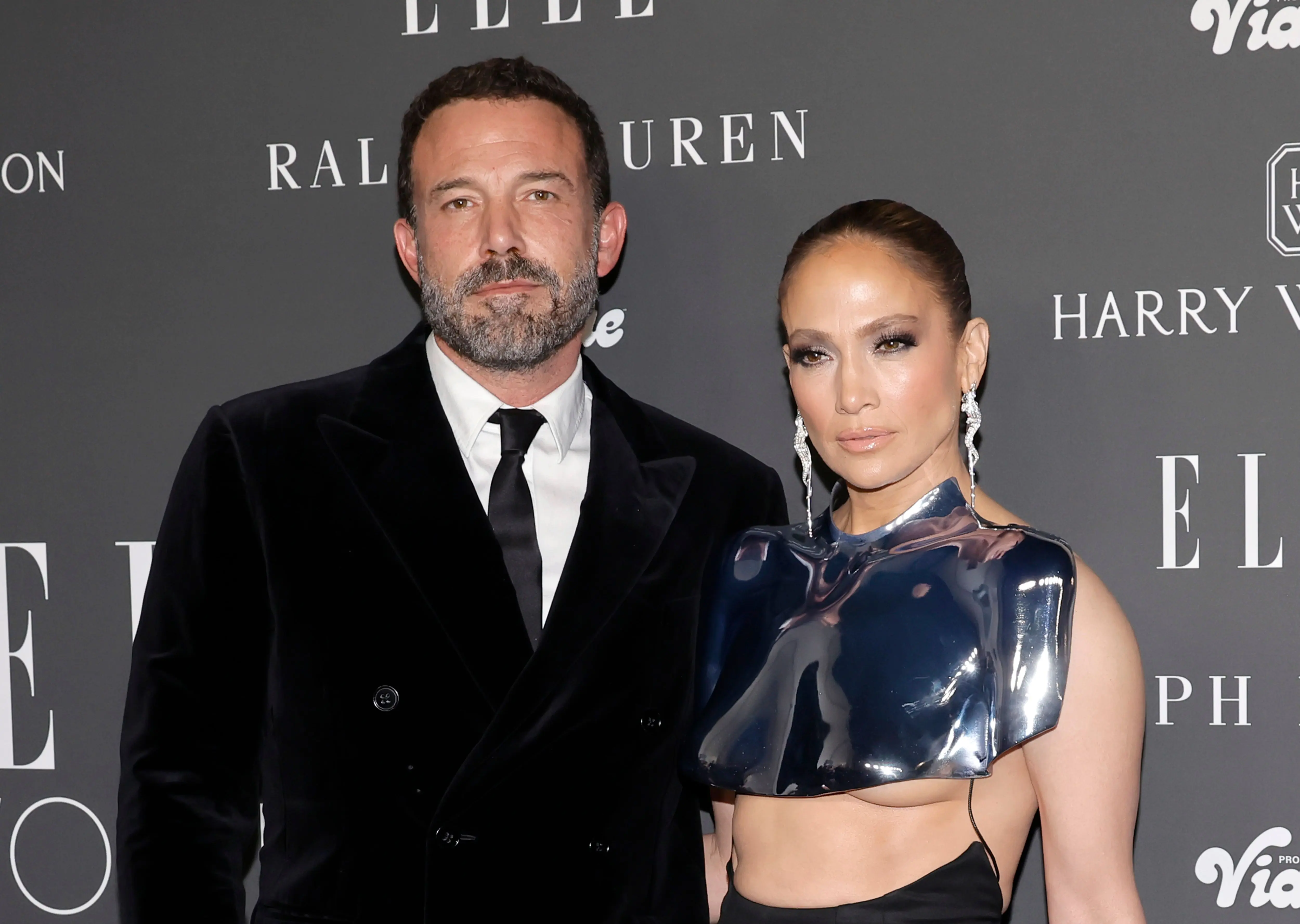 Ben Affleck and Jennifer Lopez attend ELLE's Women In Hollywood Celebration at Nya Studios on December 05, 2023 in Los Angeles, California. (Photo by Kevin Winter/Getty Images,)