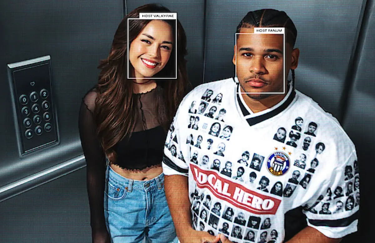 Inside: USA hosts Valkyrae and Fanum (Image via Tudum by Netflix)