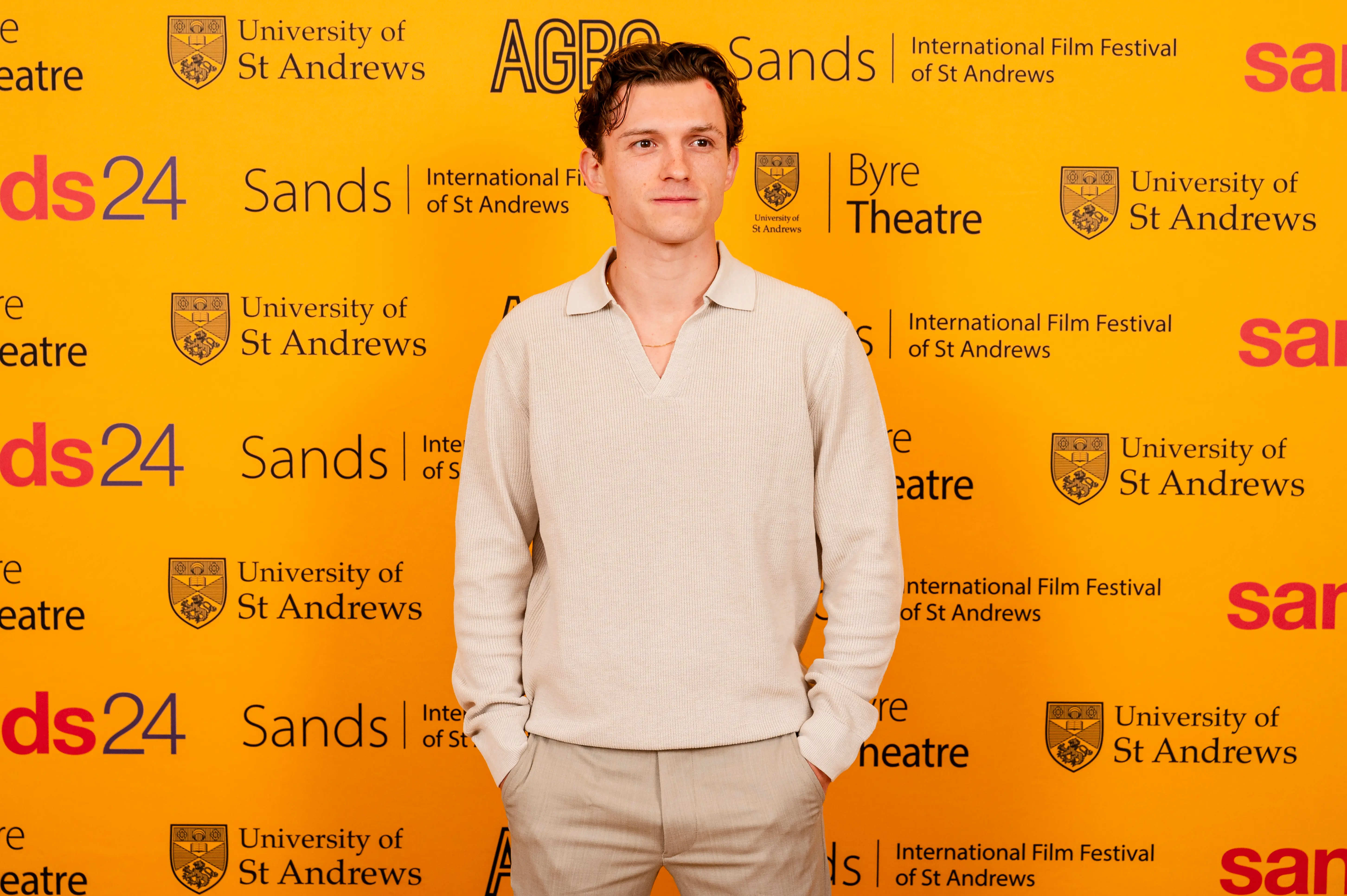 ST ANDREWS, SCOTLAND - APRIL 19: Tom Holland attends the Opening Night of the Sands: International Film Festival of St Andrews on April 19, 2024 in St Andrews, Scotland.  (Photo by Euan Cherry/Getty Images for University of St Andrews )
