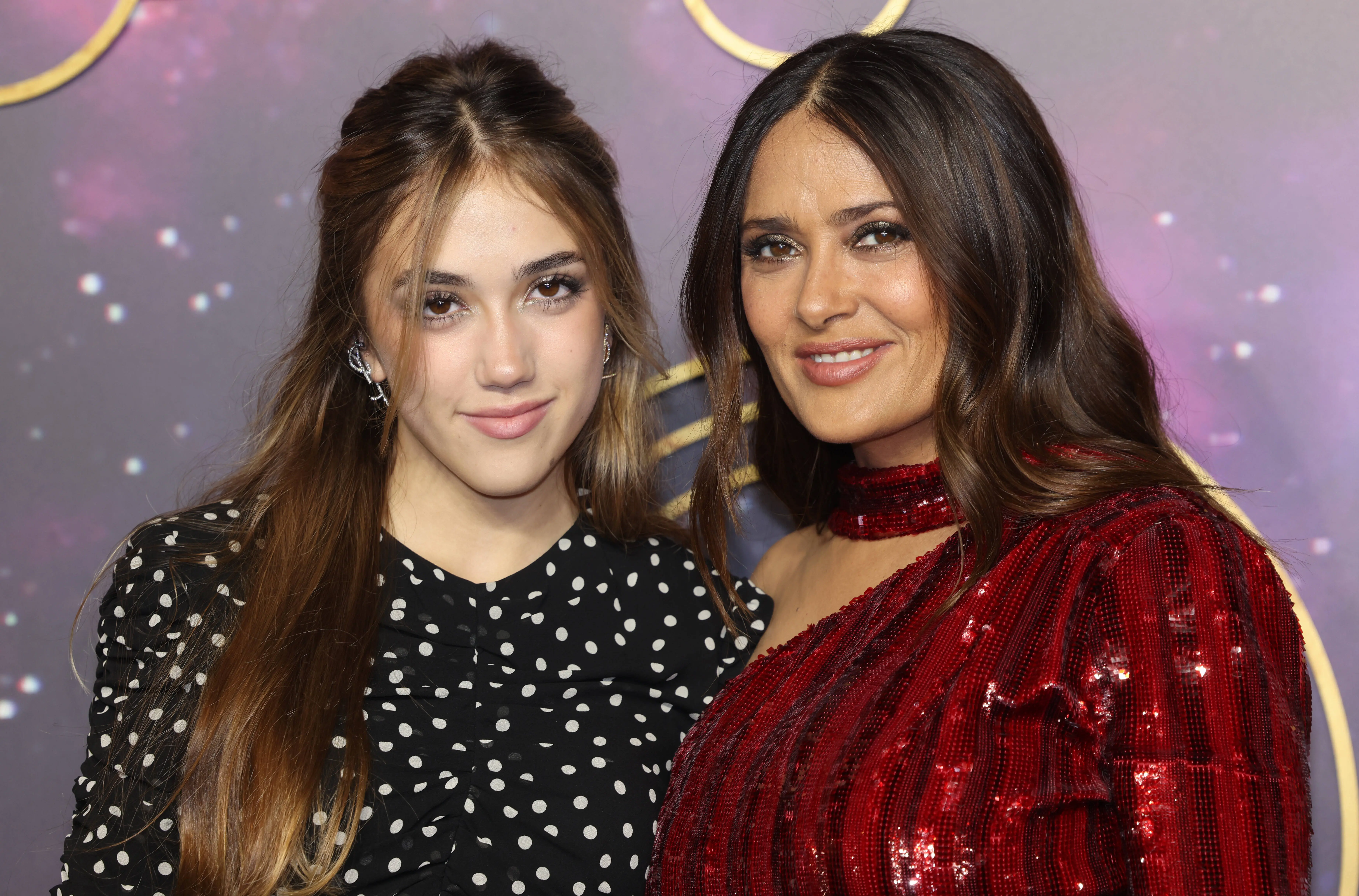 Salma Hayek (R) with her daughter Valentina Paloma Pinault attend the "Eternals" UK Premiere (Image via Getty)